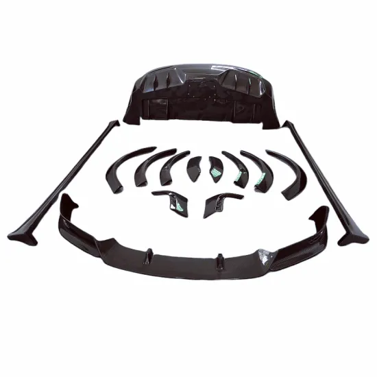 RZ style high-quality 3K carbon fiber front lip side skirt and rear diffuser wheel arch for Tesla Model X wide body kit