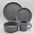 Kleurglazuur keramische diner set, steengoed servies sets, grijs servies set