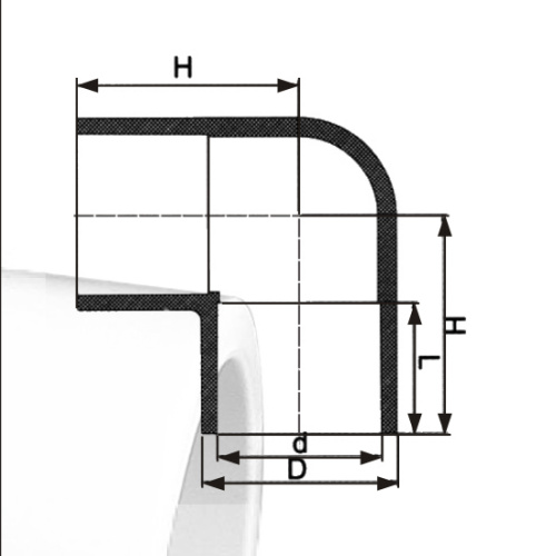 Coude 90 ° Cpvc d&#39;alimentation en eau ASTM D2846