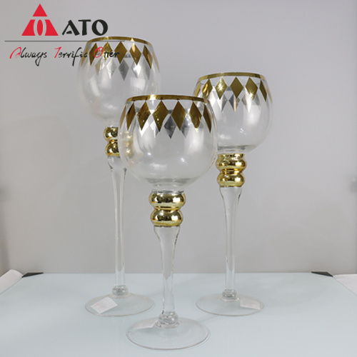 Home Decor pedestal clear glass goblet candle holder