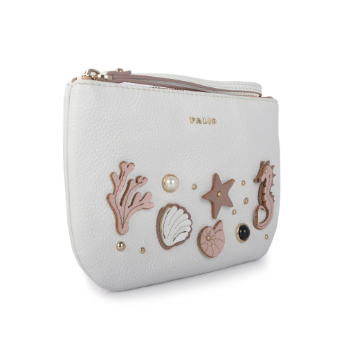 100% cuir véritable femme jolie pochette zippée