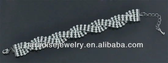 Wholesale metal alloy wide bracelet with crystal-B22011