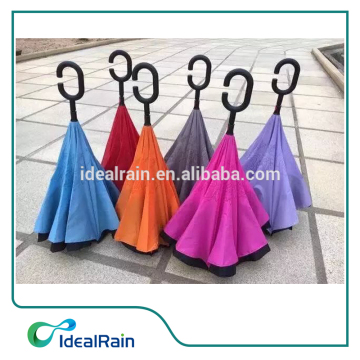 2016 créative nouveau parapluie inversé de double couche, facile transportant.Stand lui-même