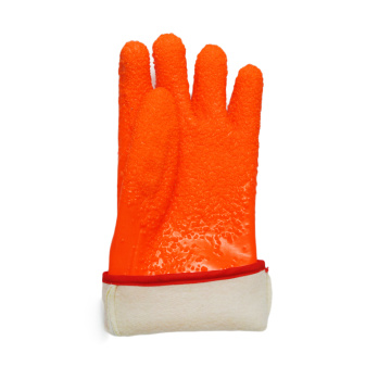 Guante de PVC fluorescente con puntos de goma en la palma 35cm