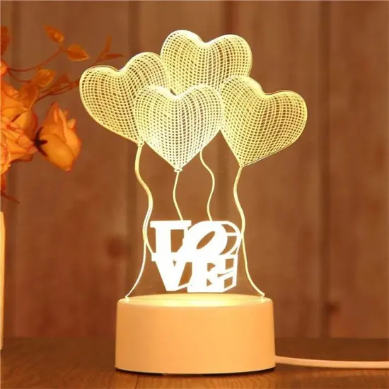3D Illusion Acrylic Warm White LED Night Light for Kids' Bedrooms