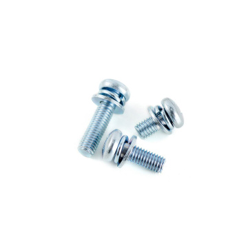 Blue white zinc cross recessed pan head combination screws