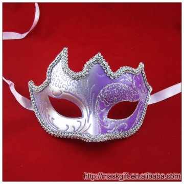Wholesale 7 inch Venetian Party Mask Purple And Silver Masquerade Carnival Mask