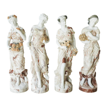Four Mixed Color Marble Maidens Antique Home Decor
