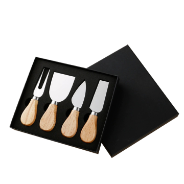ओक हैंडल के साथ स्टेनलेस स्टील पनीर चाकू - रसोई पनीर उपकरण और बोर्ड