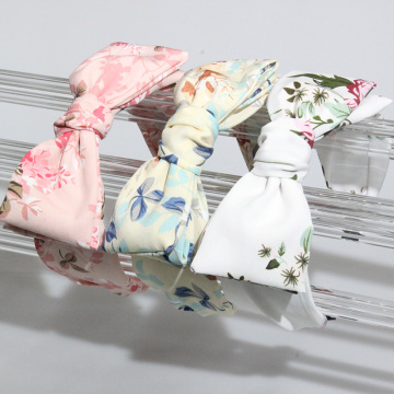 DOMOHO Pastoral American European Style Wide-Brimmed Fabric Bow Headband for Women