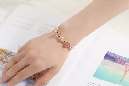 Crystal Bracelet 14k Gold Strawberry Crystal Bracelet