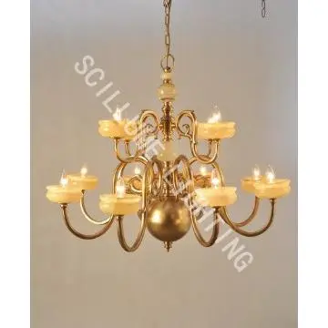 2061484 Willingham Myers antique solid brass marble chandeliers