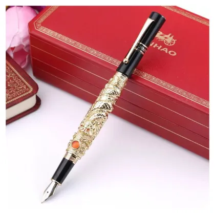 Dragon Metal Fountain Pen with Gold Nib