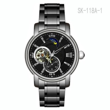 All Stainless Steel Wrist Watch Sun & Moon Phase Automatic Movement Watch