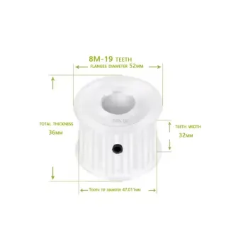 HTD 8M-19 Teeth 30mm Belt Width Aluminum Timing Pulley (8/10/12/14/15/16/17/18/19/24/25/28 Bore)