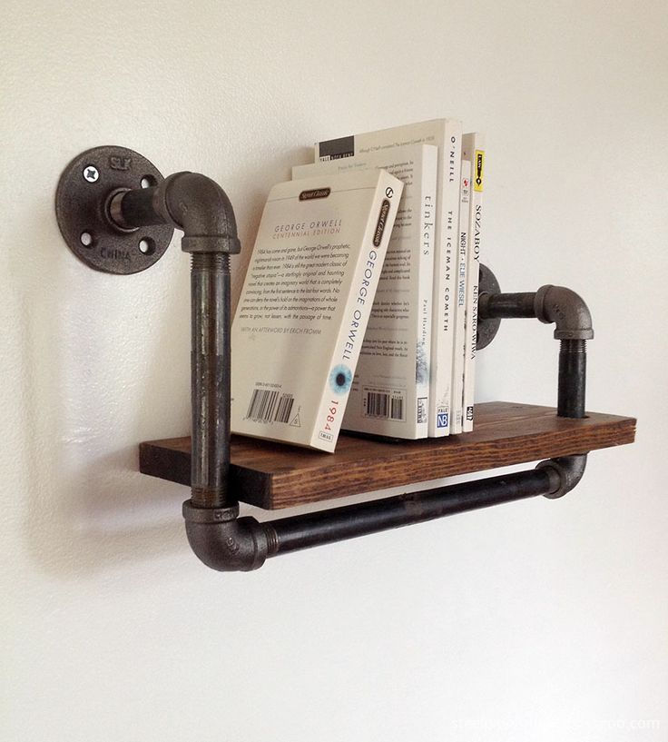 pipe book shelf with black steel pipe