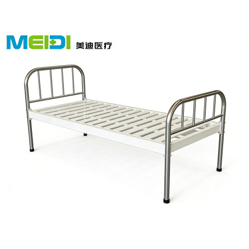 Simple Stainless Steel Slat Flat Hospital Bed Medical Care Flat Bed