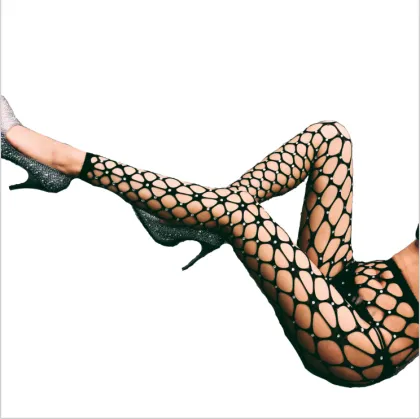 Women's Black Sexy Big Net Tights - Popular Diamond Stockings Fishnet Stockings