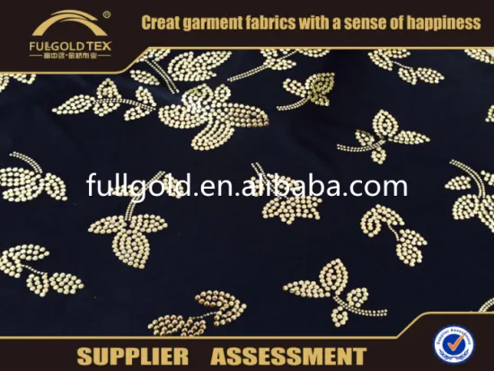 Polyester Spandex Kniting FDY Gold Foil Printed Fabric For Dress