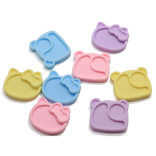 Kawaii Dinner Plate Resin Flatback Cabochon Cartoon Animal Cat DIY Charms for Hair Clip Decor Handmade Craft Keychain Ornament