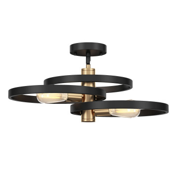Modern Black Gold Foil LED Semi-Flush Mount Living Room Ceiling Lamp