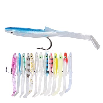 En gros de 8,5 cm 2,3 g 6pcs / sac Silicone Bionic Eel Bait artificiel doux avec des yeux 3D et une longue queue