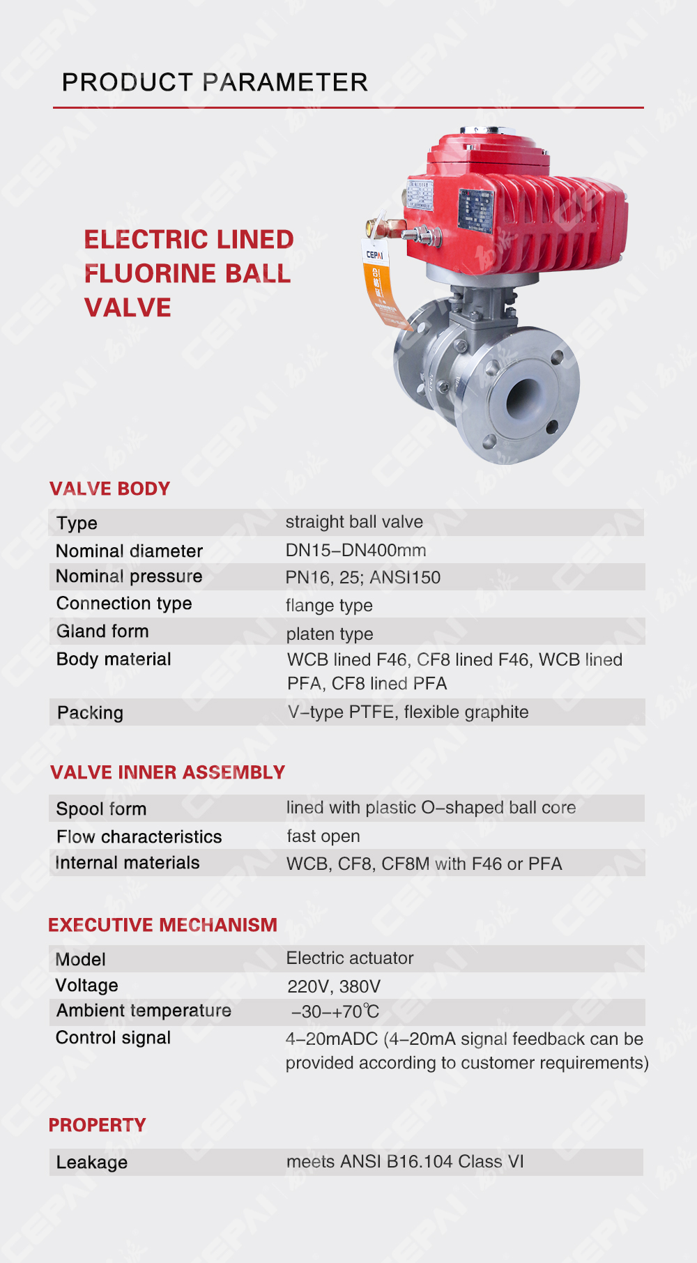 Electric Fluorine Lined Ball Valve