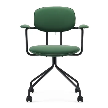 Nordic Green Velvet or Leather Office Lounge Chair with Wheels