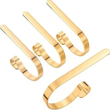 Custom Christmas Fireplace Socks Hanging Gold Curve Hooks - Factory Price