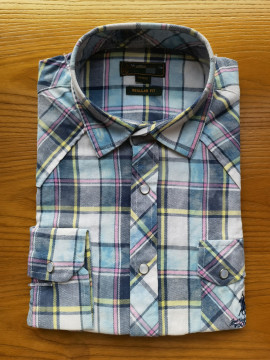 Baju Lelaki Berkemeja Lengan Panjang Cotton Plaid Fleece