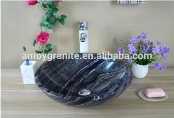 Black Wood Vein Marble Sinks Basins, Black Wooden Marble Round Basins,Wooden Black Marble Bathroom Sinks,Black Marble Vessel Sin
