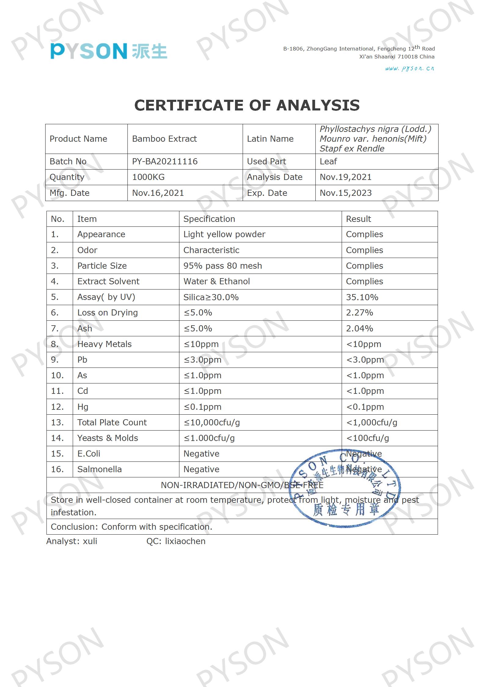 12.COA--Bamboo Extract