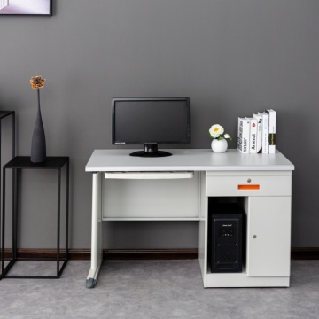 Bàn máy tính sắt trắng với 1 cửa và 1 ngăn kéo