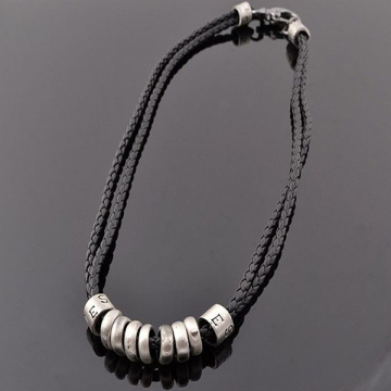 Woven Leather Cord Necklace Retro Male Pendants Necklace