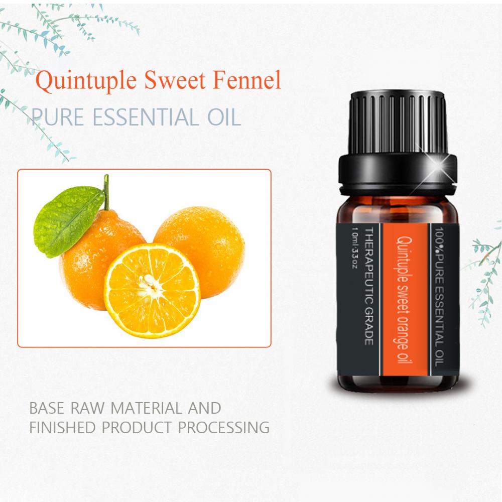Quintuple Aceite esencial de color naranja dulce puro cuidado de la piel natural
