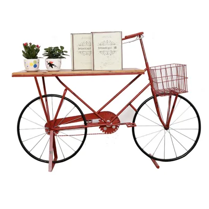 Industrial Bike Table Decor: Large Creative Retro Floor Flower Stand