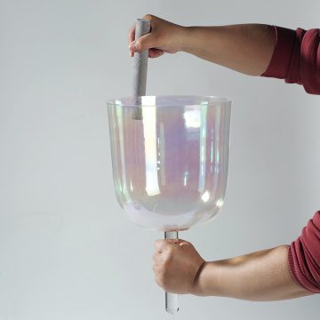 Q&#39;re handle heldere glas licht kristal zangkom met dragersas voor chakra genezingsmeditatie