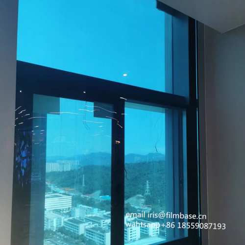 swithable smart glass smart bule curtain for building glass