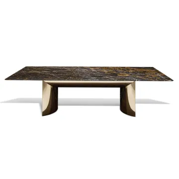 Luxury 6 Seater Marble Dining Table Set - Black Marble Dining Table