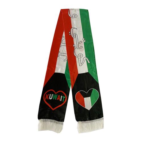 National day cheering Satin printing Kuwait flag scarf