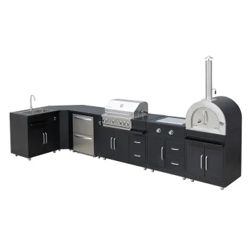 Black SS304 Outdoor Grill BBQ Kitchen gas propane built bbq outside bar island barbecue Grill Island