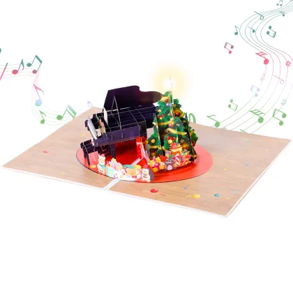 3D Christmas Piano Pop Up Musical Card