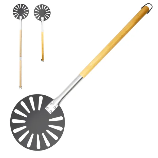Long Handle Perforated Pizza Peel with Hard Coating 9 Inch Aluminum Detachable Pizza Shovel