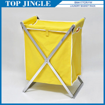 Foldable Yellow Canvas Laundry Basket with Metal Tube