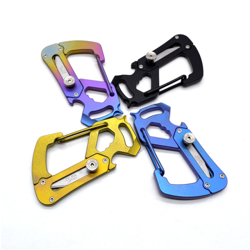 Liberação rápida Multifuncional Carabiner de Titânio com faca