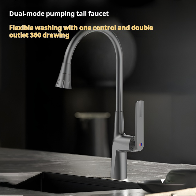 Gun Grey Pult Brass Kitchen Faucet с опрыскивателем