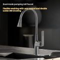 Gun Gray pull brass kitchen faucet with sprayer