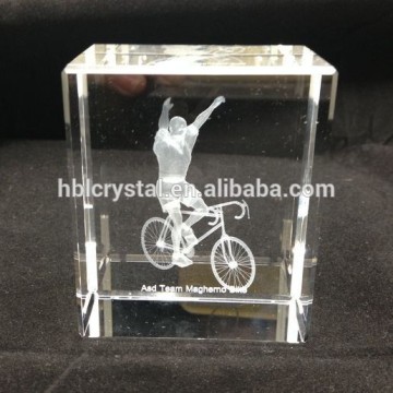 high quality sport logo 3d laser etched crystal souvenirs
