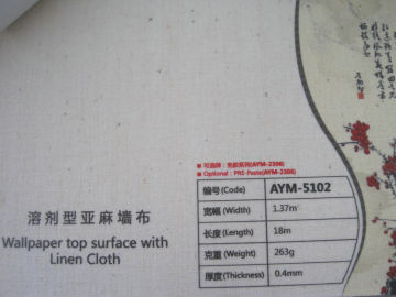 Eco Inkjet Printing Media Fiber Wallpaper Solvent With Tc Wall Covering