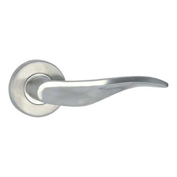 Solid Stainless Steel Door Lever Handle, 304 SS Grade, Round Rose, SS or PSS Finish